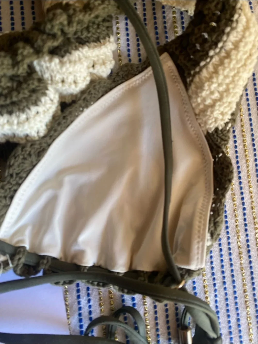Zimmermann Olive & Ivory Check Ruffle-Trim Crochet Sz 6 NWT